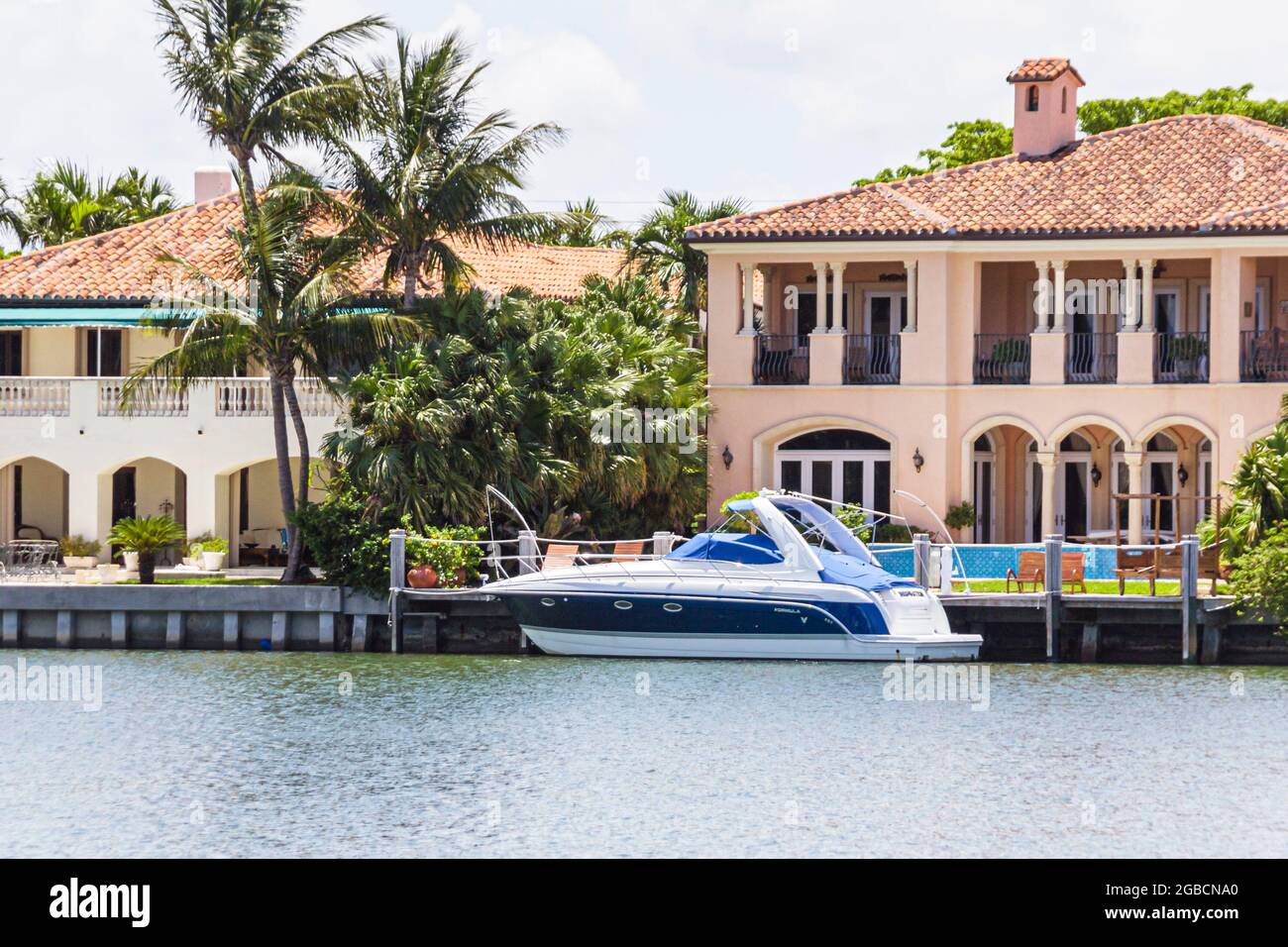 Miami Beach Florida, Indian Creek residenze d'acqua residenze case barche a vela, Foto Stock