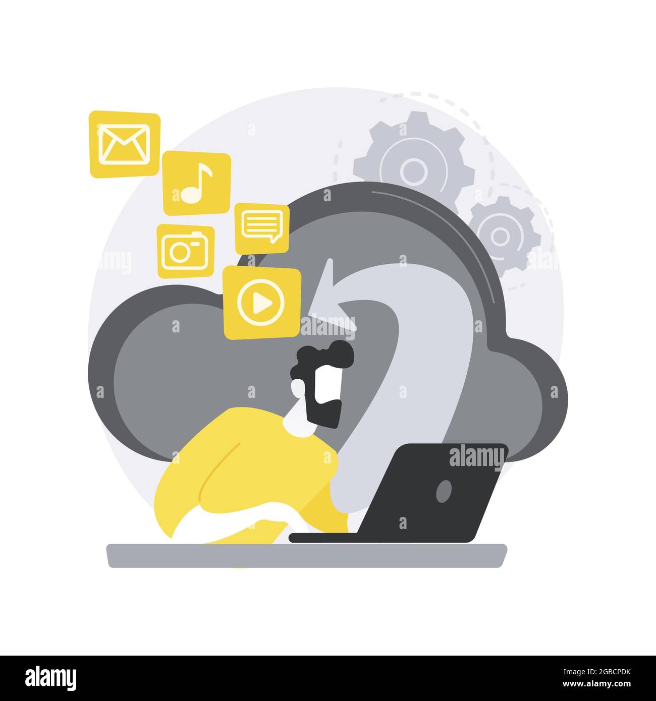 Illustrazione vettoriale del concetto astratto del motore basato su cloud. Illustrazione Vettoriale