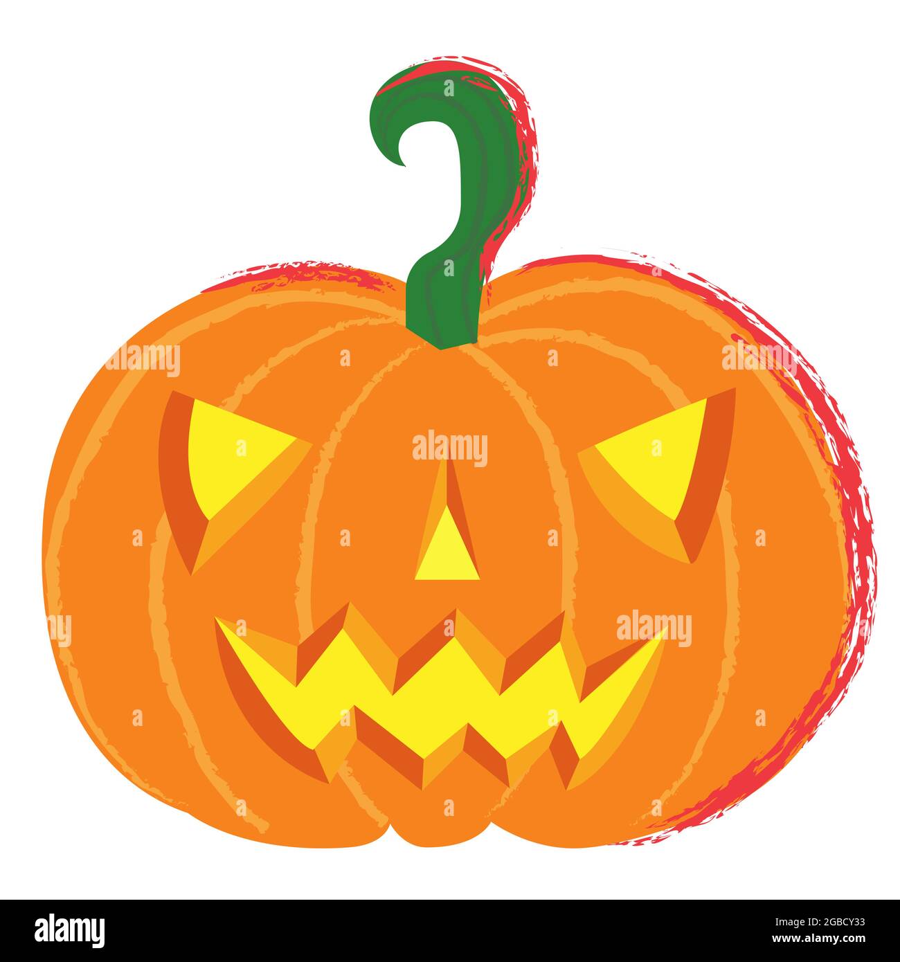 Zucca di Halloween. Jack lanterna zucca sorridente in stile cartoon piatto. Illustrazione vettoriale Illustrazione Vettoriale