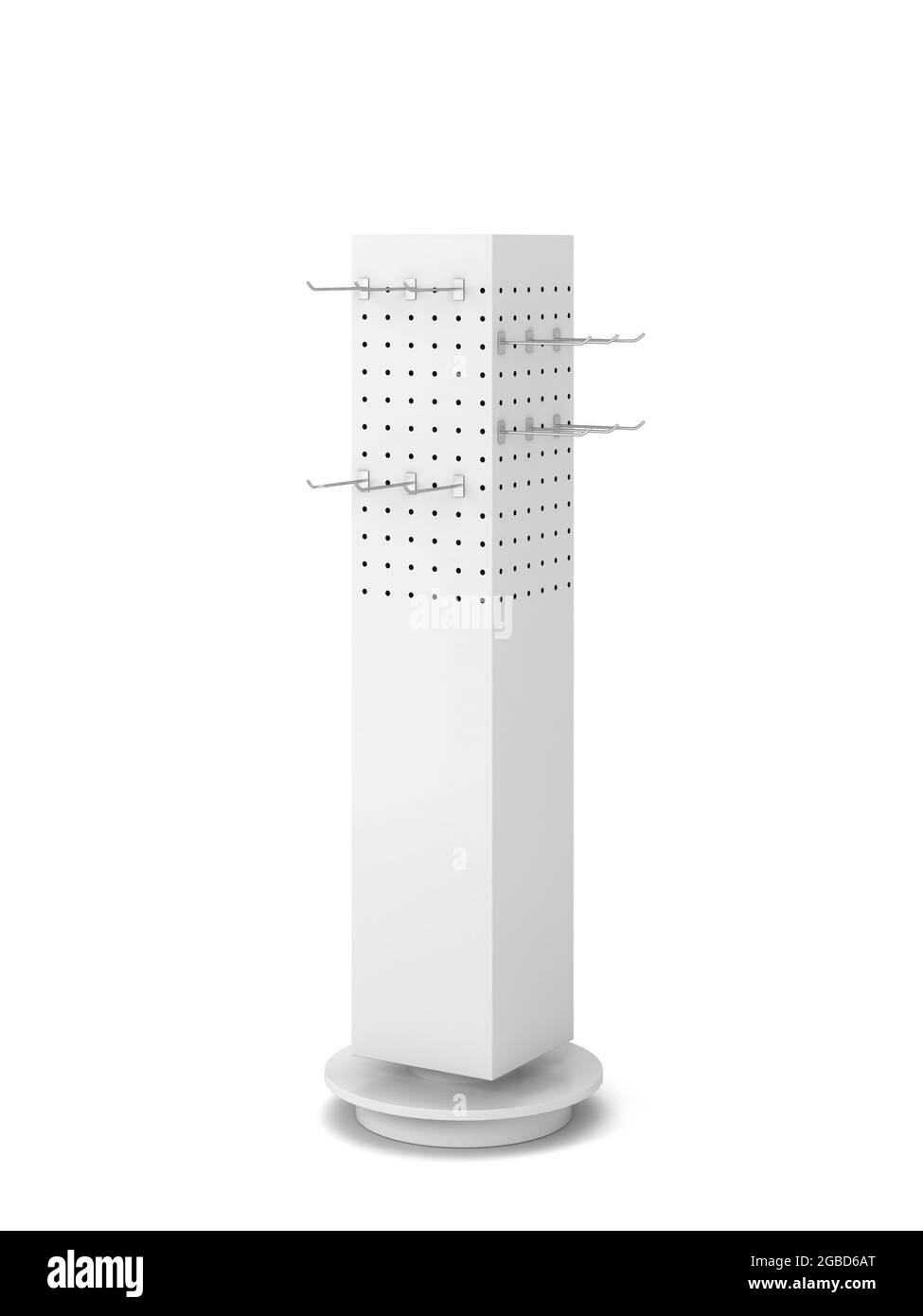 Supporto per rack vuoto per prodotti . illustrazione 3d isolata su sfondo bianco. Scaffale mockup Foto Stock