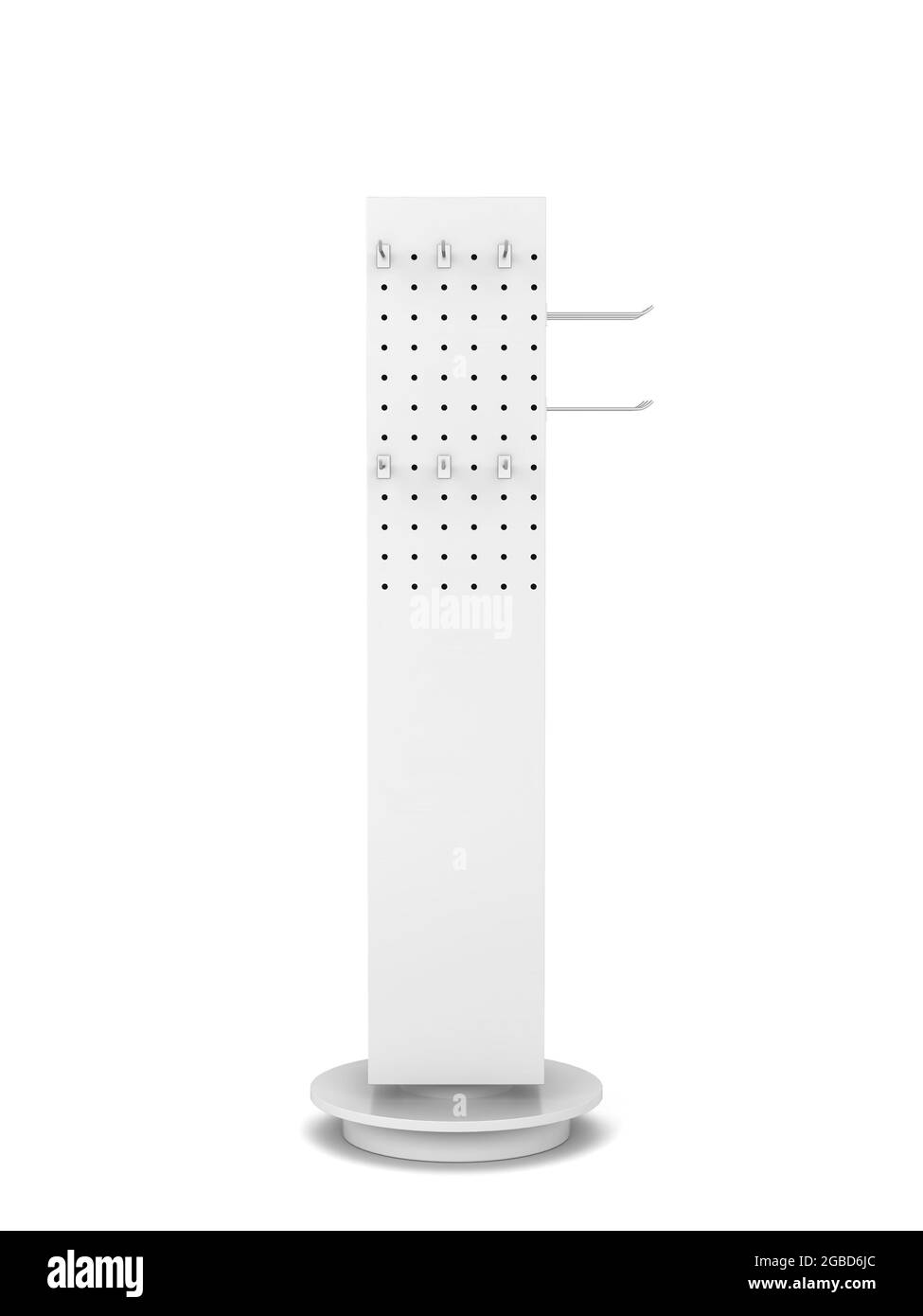 Supporto per rack vuoto per prodotti . illustrazione 3d isolata su sfondo bianco. Scaffale mockup Foto Stock