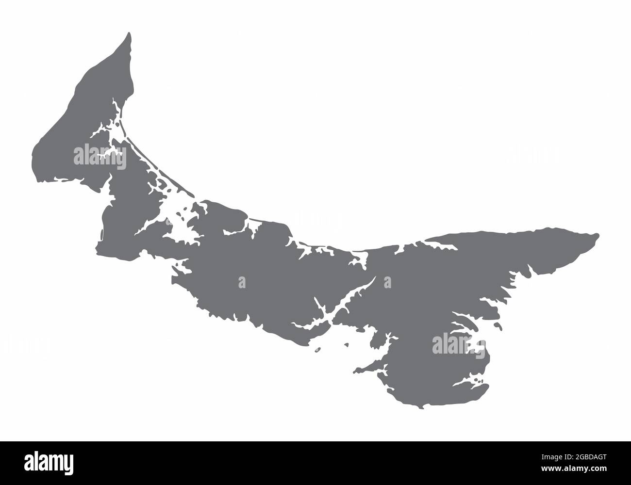 Mappa silhouette isola Prince Edward isolata su sfondo bianco, Canada Illustrazione Vettoriale