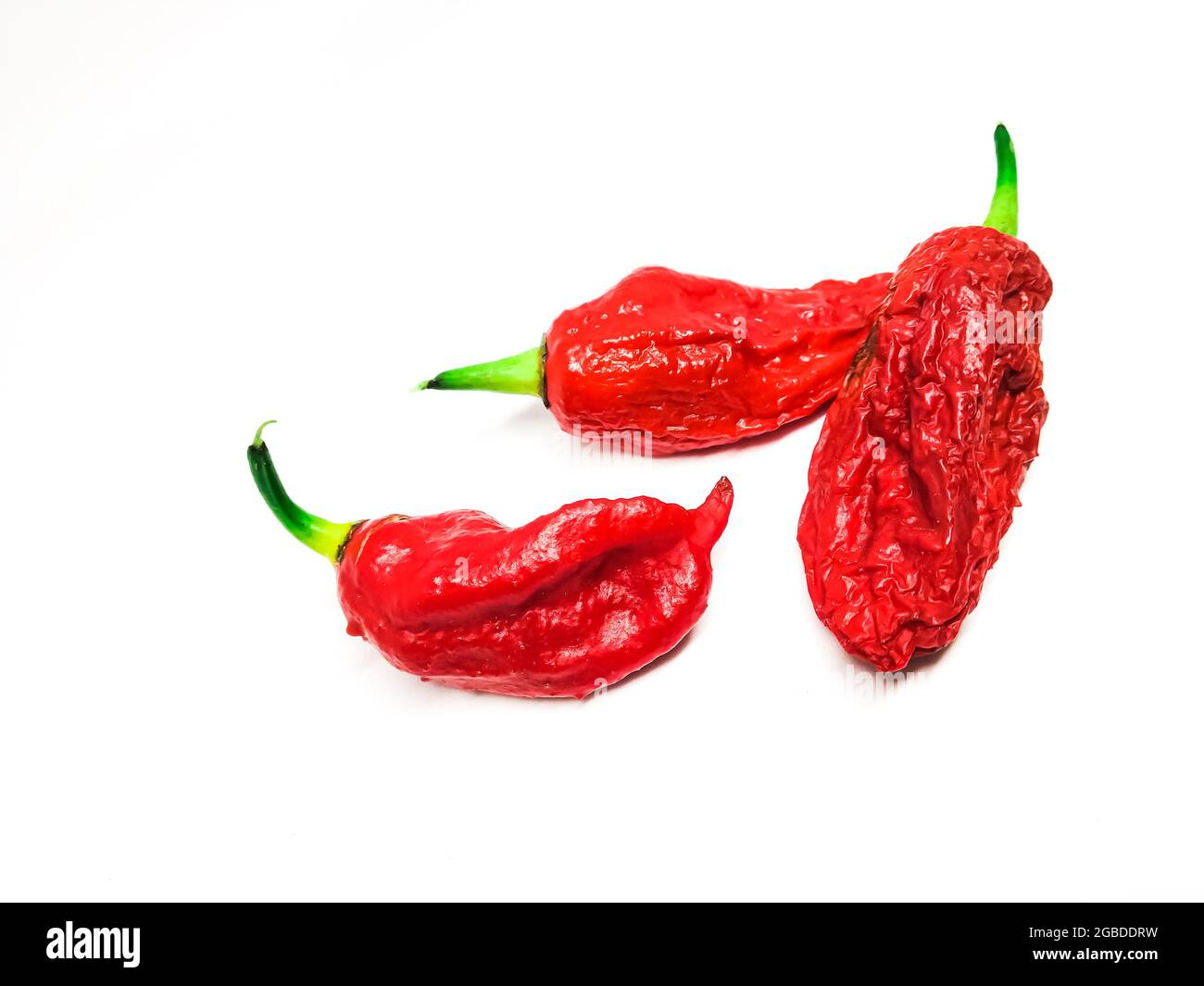 capanna jolokia fantasma pepe isolato su sfondo bianco. Fresco Carolina Reaper. Foto Stock