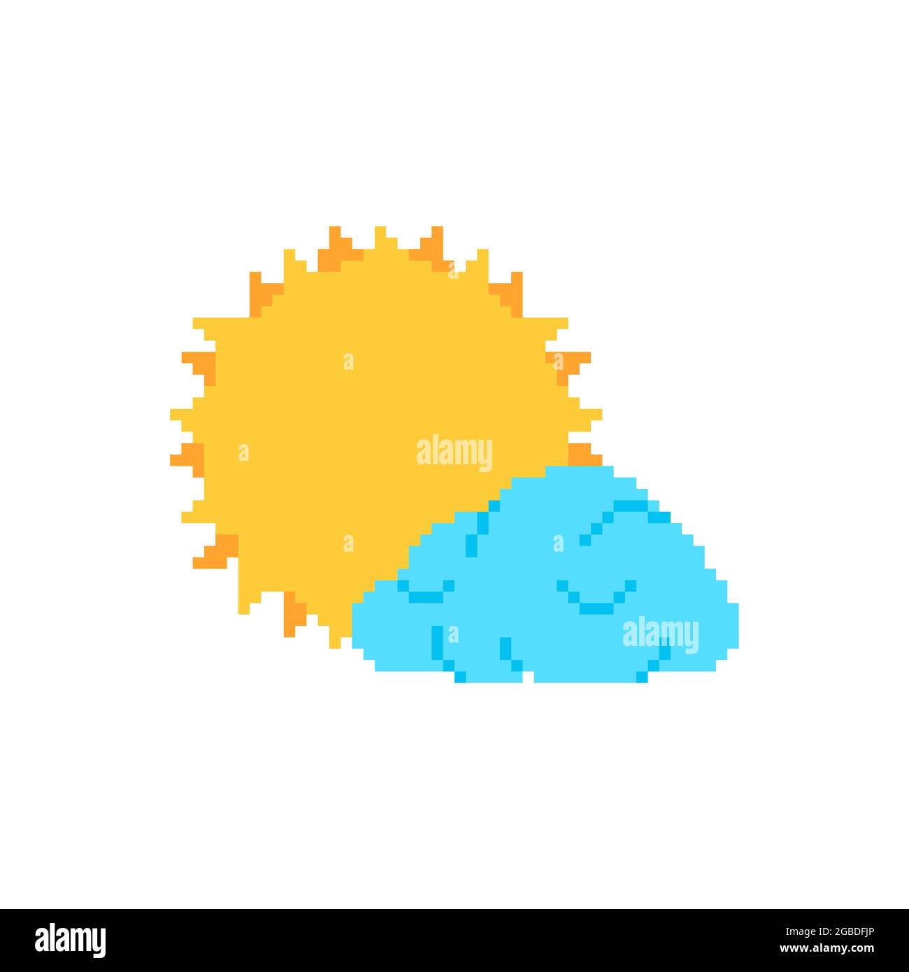 Immagine vettoriale a 8 bit di Sun e cloud pixel art Illustrazione Vettoriale