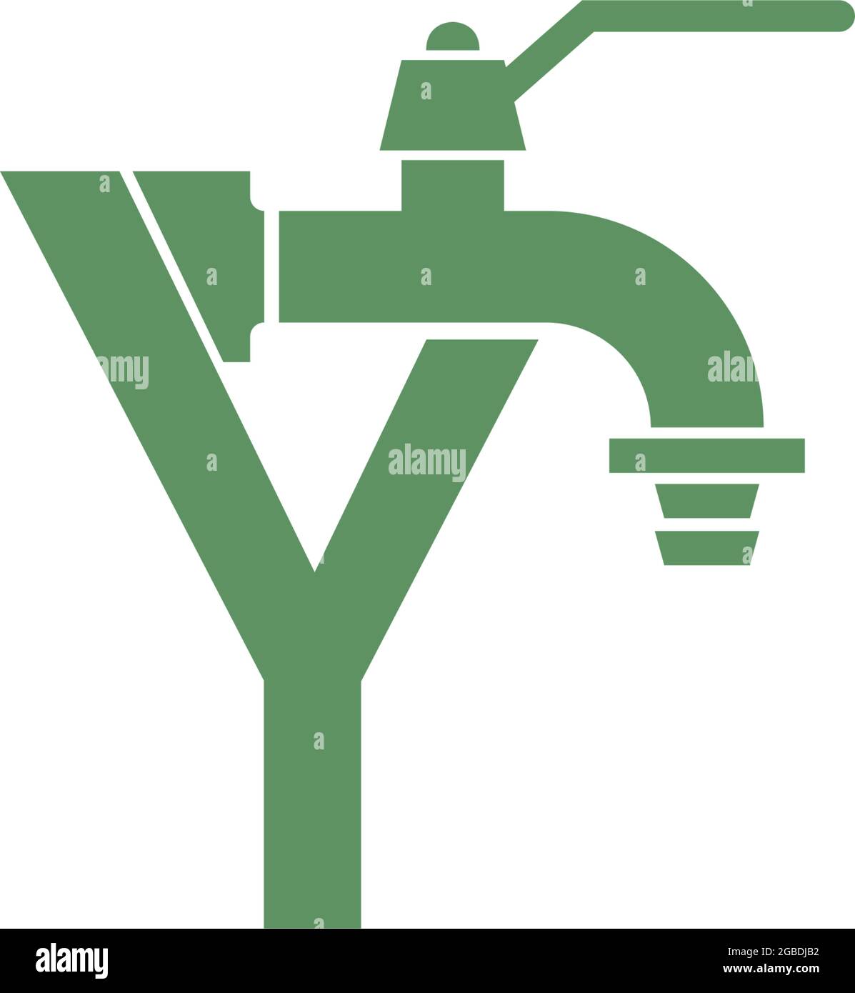 Icona del rubinetto con modello vettoriale del disegno del logo Y della lettera Illustrazione Vettoriale