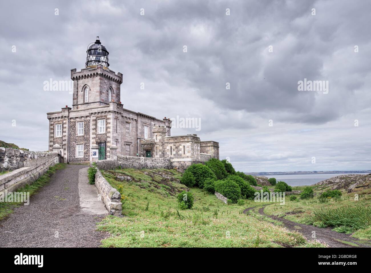 Faro di Stevenson sull'isola di maggio - Fife, Scozia Foto Stock