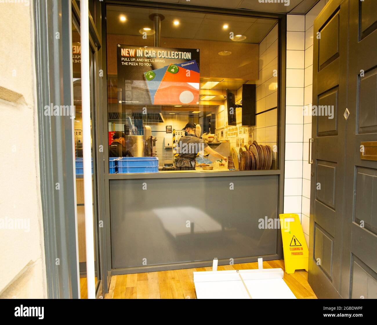 All'interno di una zona di preparazione della pizzeria Foto Stock