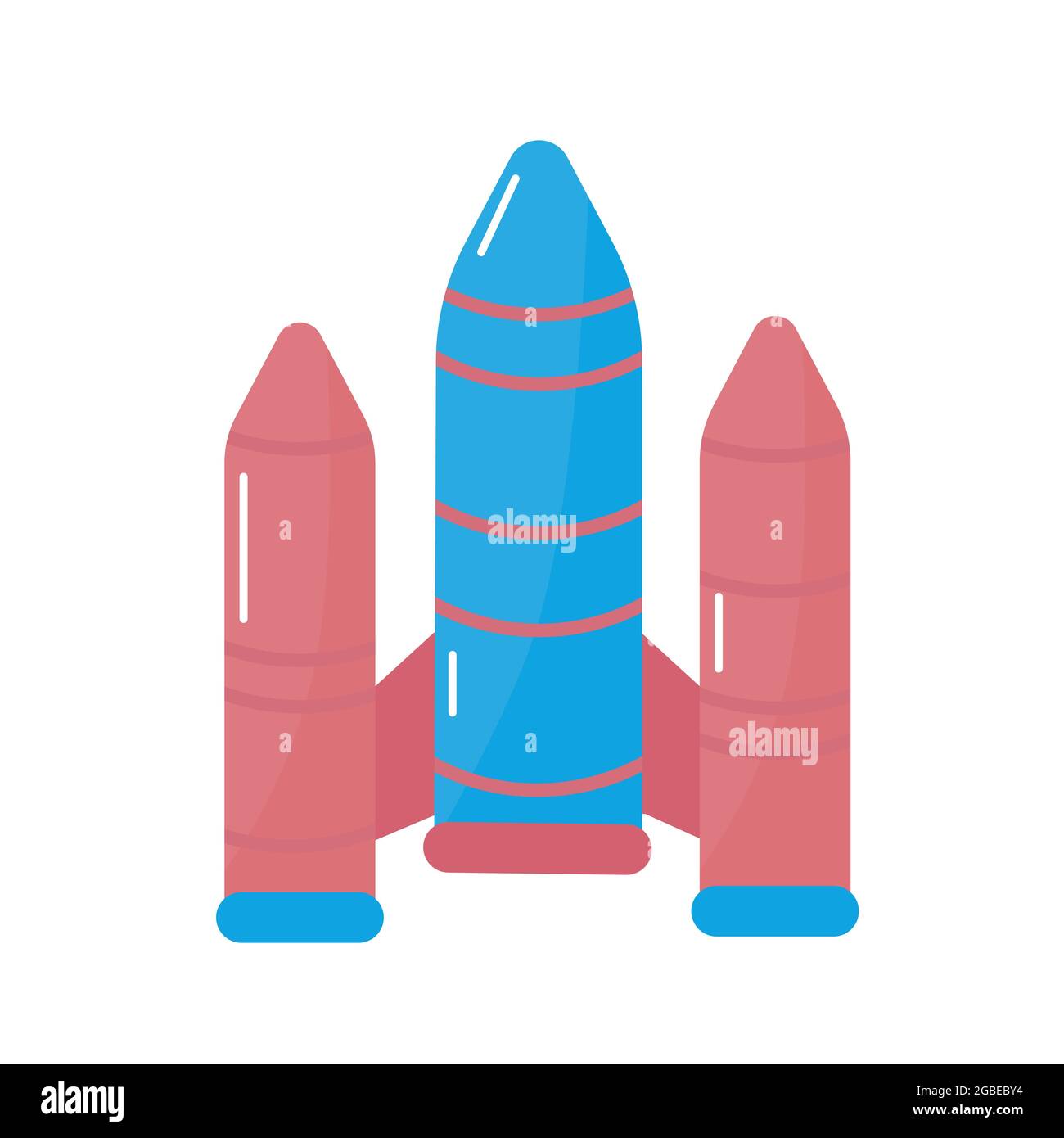 Icona del razzo spaziale nell'illustrazione vettoriale isolata in stile piatto Illustrazione Vettoriale