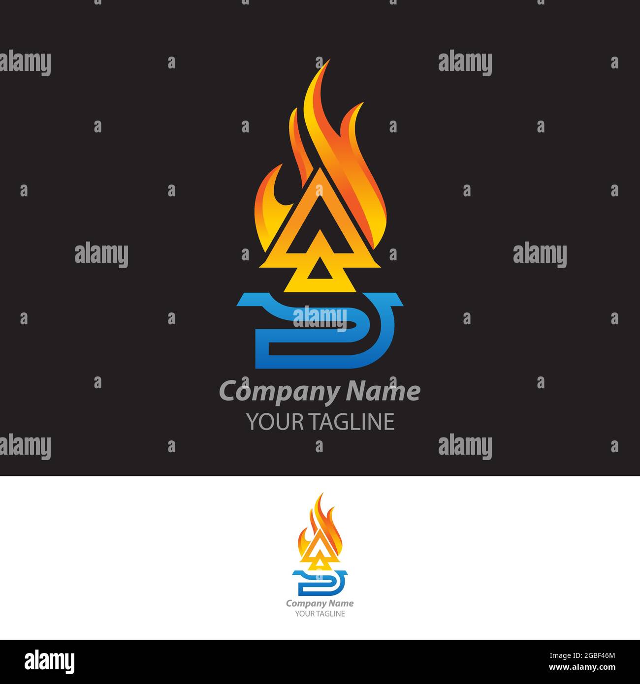 Lettere alfabetiche Initial Monogram logo SA con Fire.eps moderno 10 Illustrazione Vettoriale