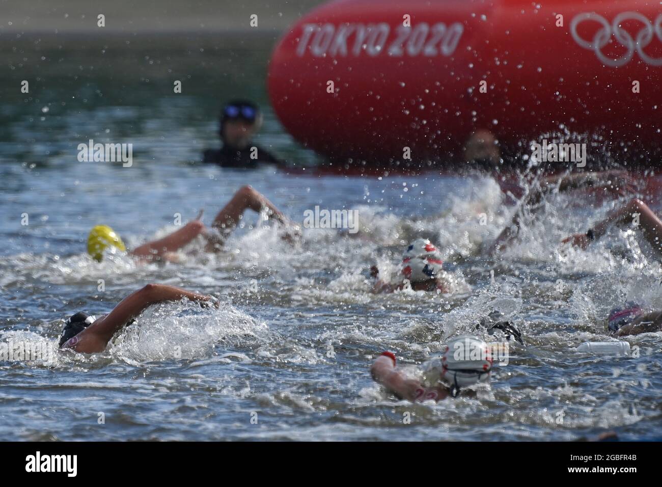 generalmente. Donne 10 km maratona nuoto, lunga distanza nuoto, Odaiba Marine Park il 08/04/2021. Olimpiadi estive 2020, dal 23.07. - 08.08.2021 a Tokyo/Giappone. Foto Stock