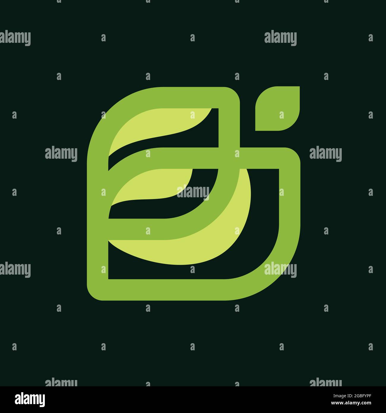 Logo astratto piatto verde lettera B frutta Illustrazione Vettoriale