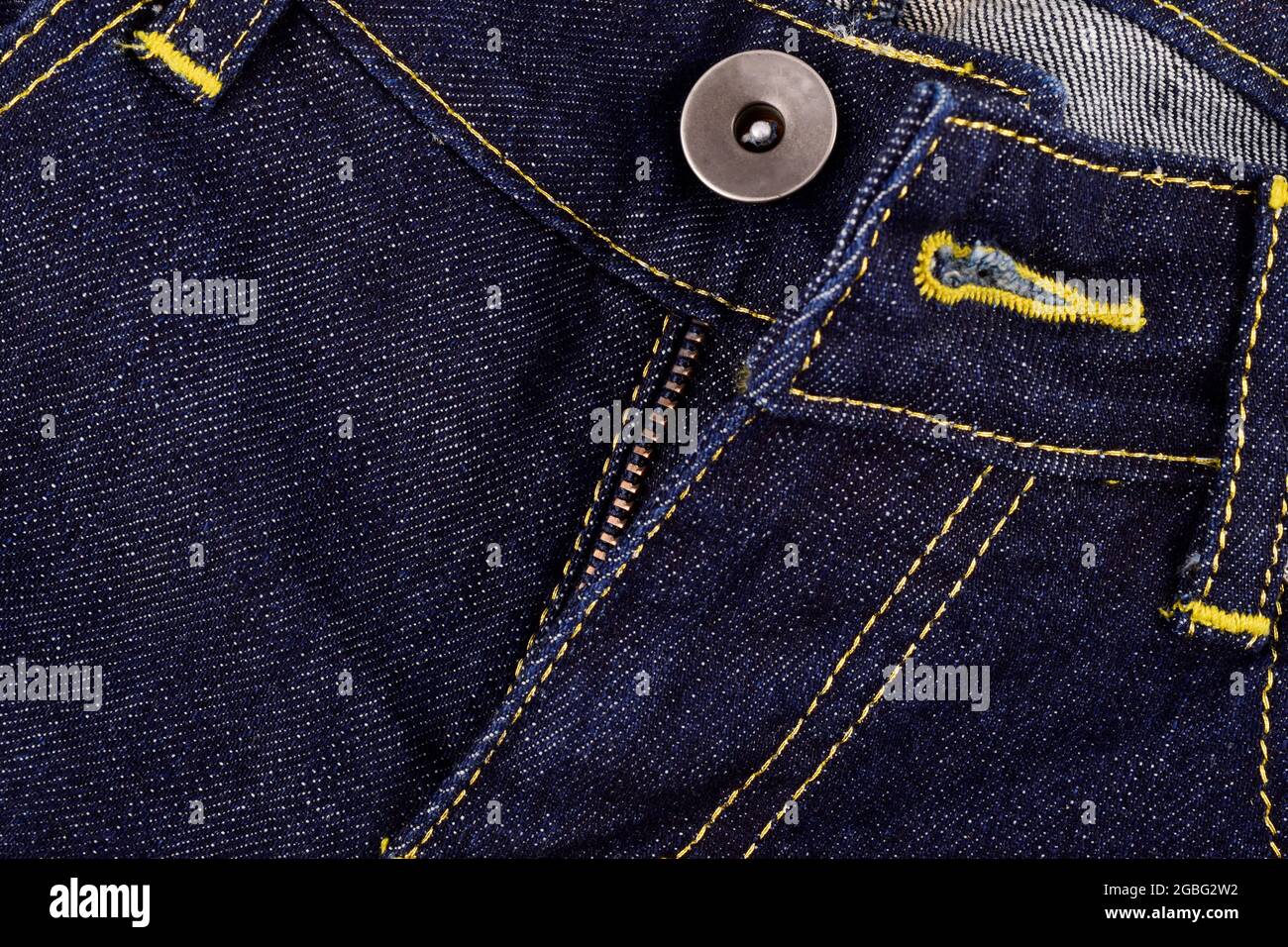 Primo piano di jeans Denim Button Foto Stock