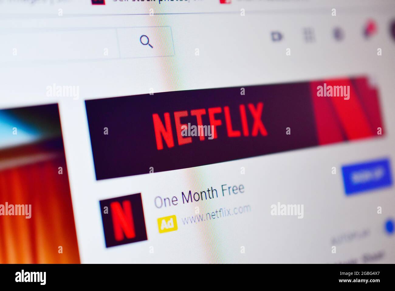 DELHI, INDIA - 2 dicembre 2018:close up immagine del logo Netflix su laptop , un mese gratis Foto Stock