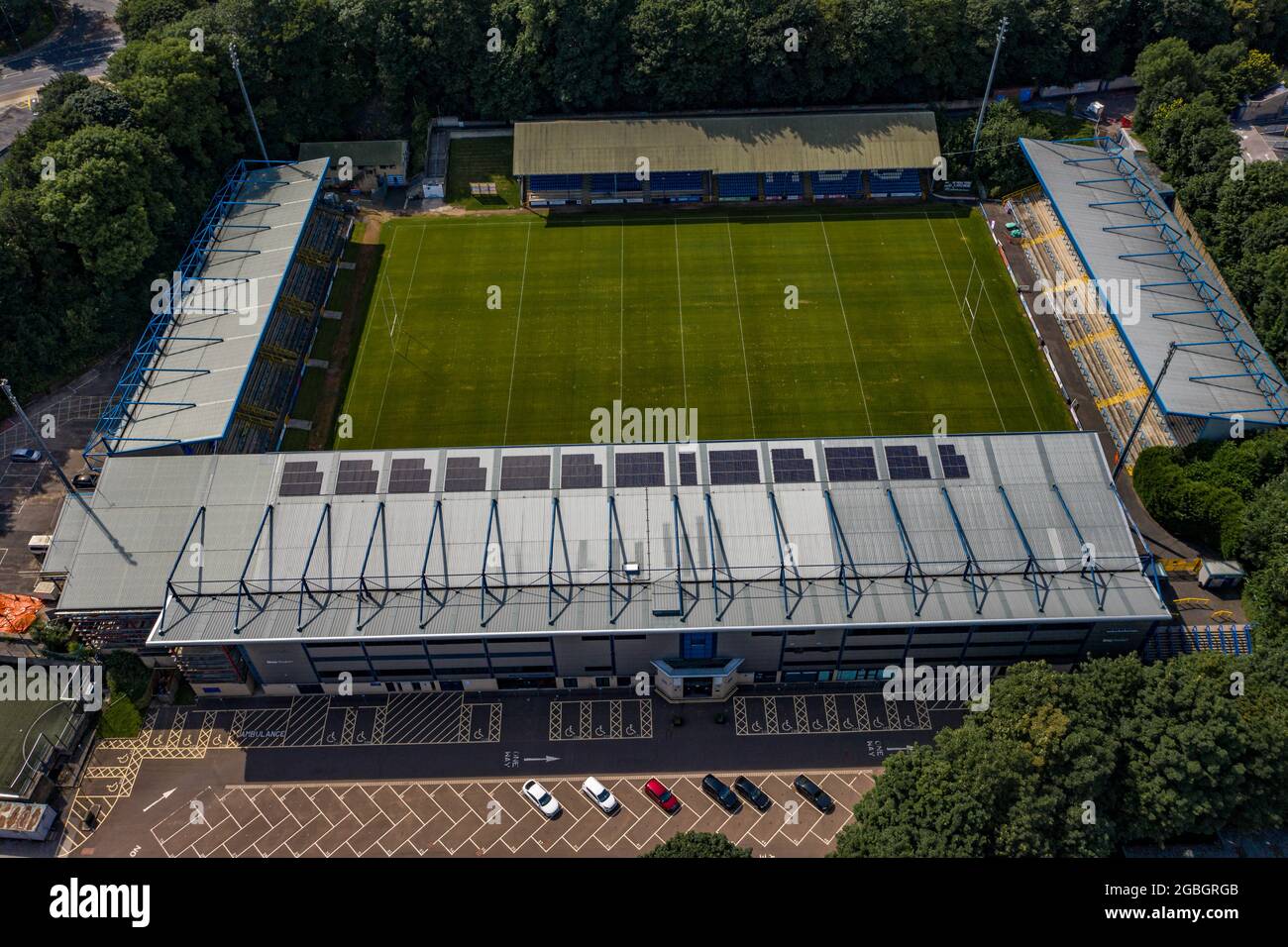 Halifax Town Football Club The Shay Stadium Construction Aerial Drone Photo Photography Image from the air West yorkshire Foto Stock