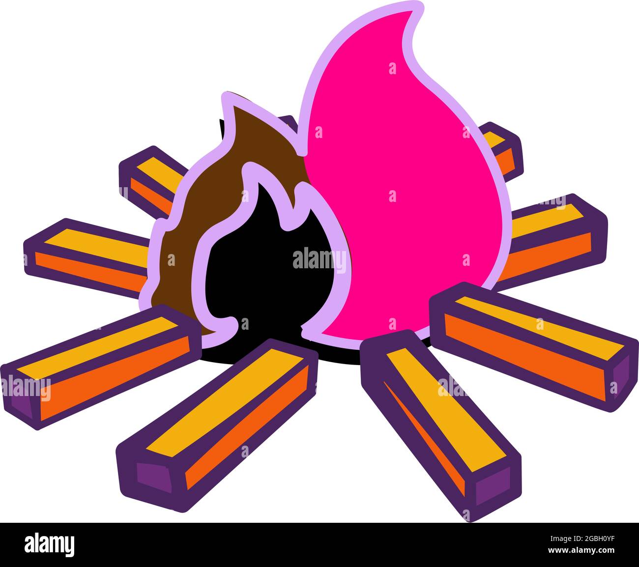 Campo di fuoco rosa circondato da legno Illustrazione Vettoriale