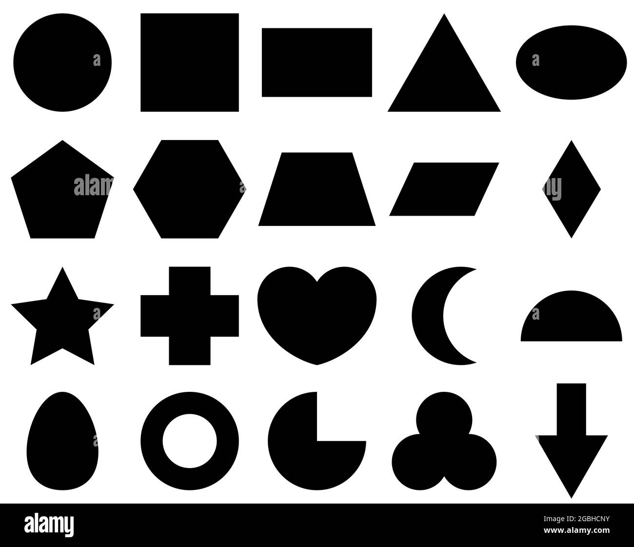 Set di disegno forma geometrica vettoriale. Semplice raccolta 2D di stelle di base, quadrati, cerchi, triangoli, rettangolari, piramide, poligono, trapezio, ottagono, hexa Illustrazione Vettoriale Set di disegno forma geometrica vettoriale. Semplice raccolta 2D di stelle di base, quadrati, cerchi, triangoli, rettangolari, piramide, poligono, trapezio, ottagono, hexa Illustrazione Vettoriale