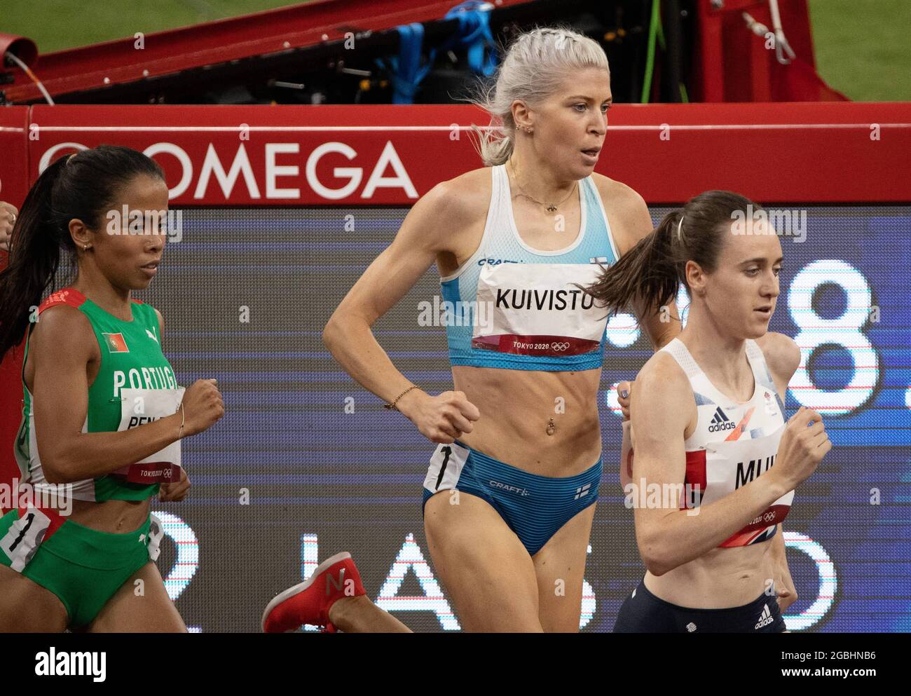 4 agosto 2021, Tokyo, Kanto, Giappone: Sarah Kuivisto (fin) compete nei 1500 m di Semifinale femminile e doesnâ€™non si qualificano per le finali durante le Olimpiadi di Tokyo 2020 allo Stadio Olimpico di Tokyo mercoledì 4 agosto 2021 a Tokyo. (Credit Image: © Paul Kitagaki Jr./ZUMA Press Wire) Foto Stock