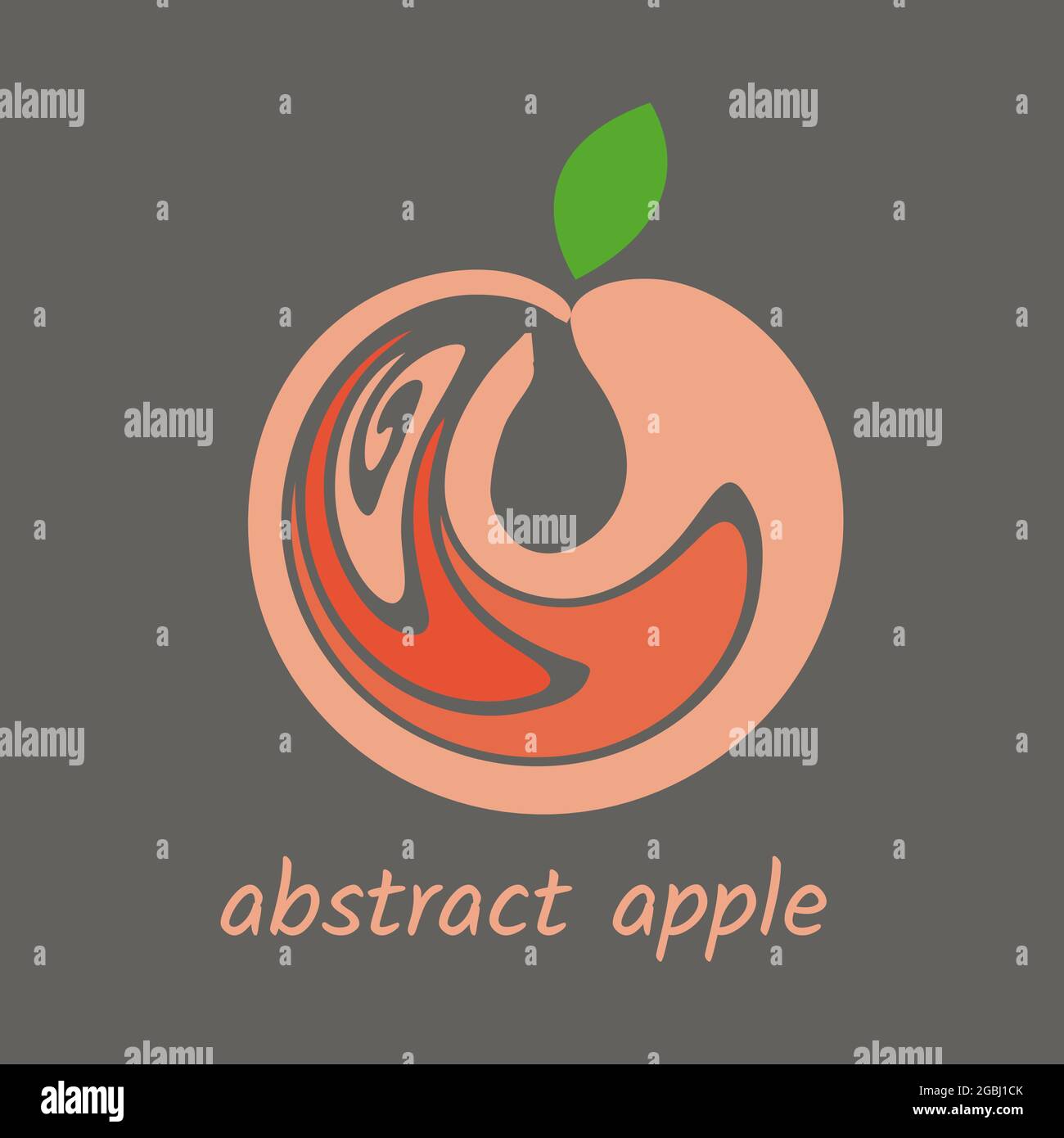 Mela isolata astratta, logo artistico. Illustrazione vettoriale Illustrazione Vettoriale