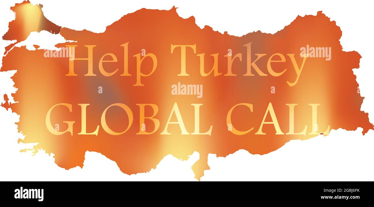 Grande incendio di emergenza in tutte le regioni della Turchia. Halp chiamata per distruzione della natura dal fuoco. Illustrazione vettoriale Illustrazione Vettoriale