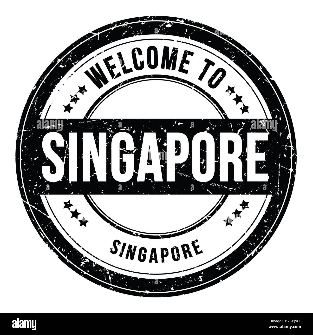 BENVENUTI A SINGAPORE - SINGAPORE, parole scritte su moneta nera rotonda Foto Stock