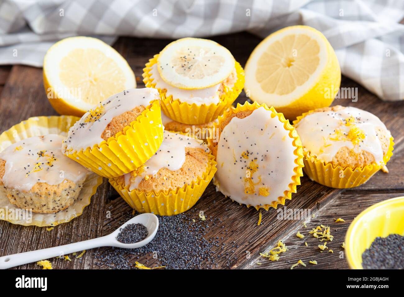 In Casa Limone Semi di papavero muffin Foto Stock
