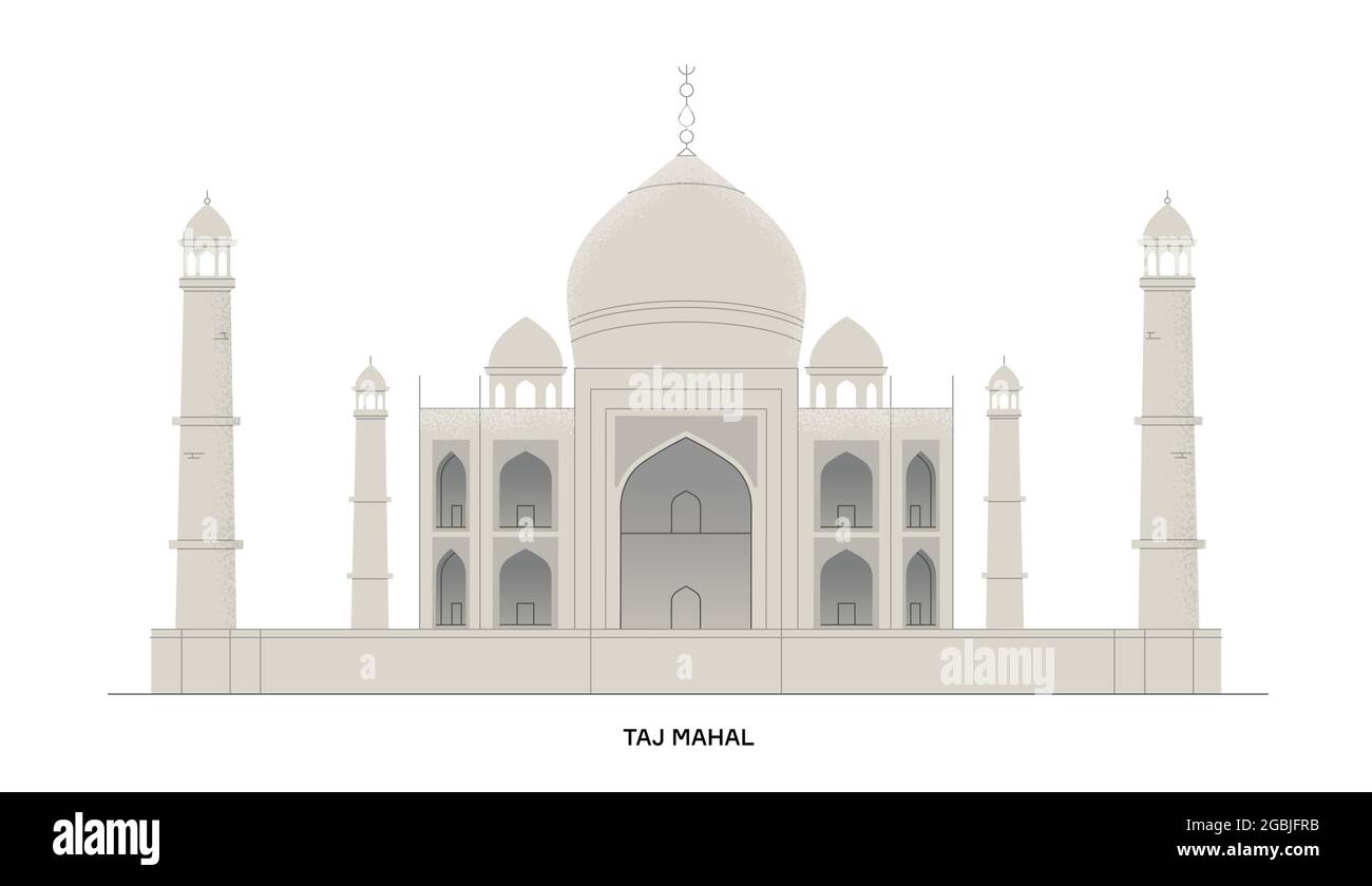 Taj Mahal, India. Illustrazione vettoriale. Illustrazione Vettoriale