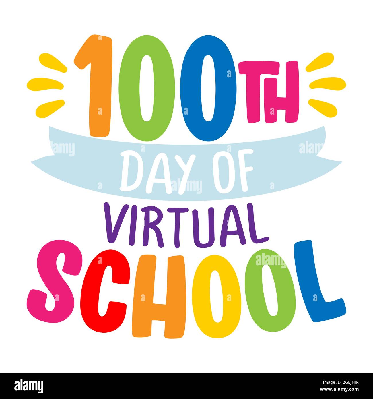 100° giorno di scuola virtuale - ideale per vestiti, set regalo, foto o poster di motivazione. Formazione prescolare T shirt tipografia design. Bentornato t Illustrazione Vettoriale