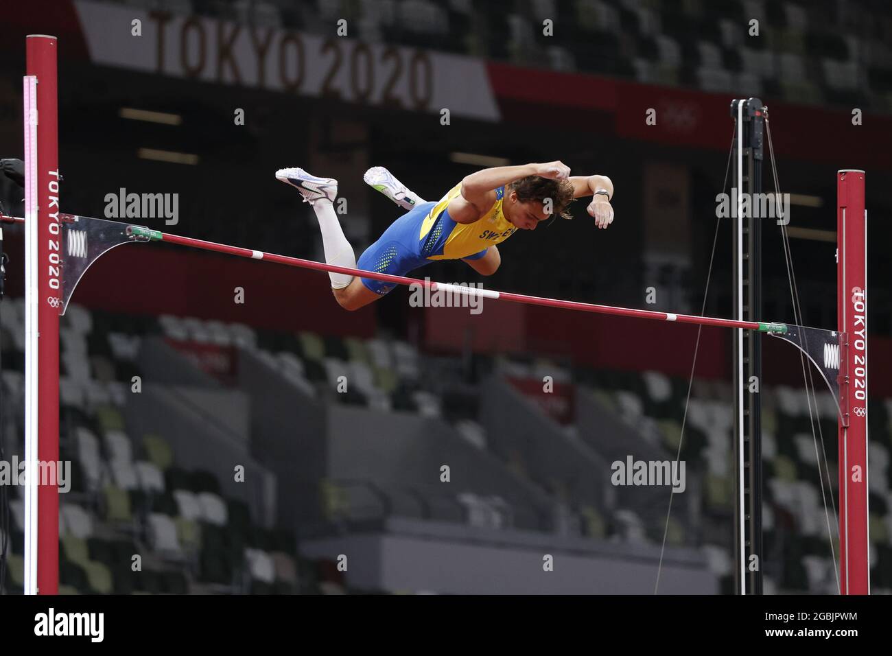 DUPLANTIS Armand (SWE) Vincitore medaglia d'oro durante i Giochi Olimpici Tokyo 2020, Atletica maschile pole Vault finale il 3 agosto 2021 allo Stadio Olimpico di Tokyo, Giappone - Foto Yuya Nagase / Foto Kishimoto / DPPI Foto Stock