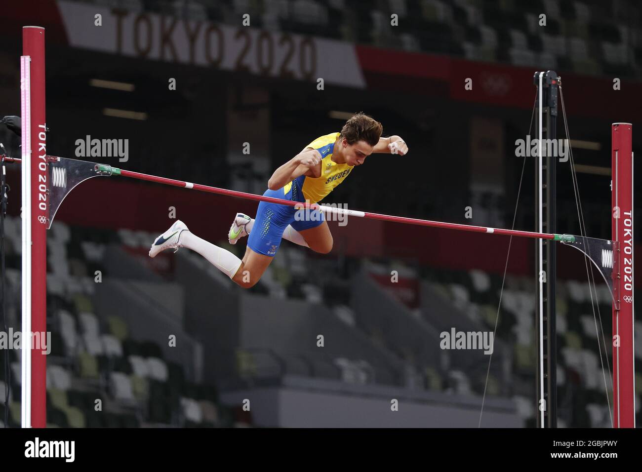 DUPLANTIS Armand (SWE) Vincitore medaglia d'oro durante i Giochi Olimpici Tokyo 2020, Atletica maschile pole Vault finale il 3 agosto 2021 allo Stadio Olimpico di Tokyo, Giappone - Foto Yuya Nagase / Foto Kishimoto / DPPI Foto Stock