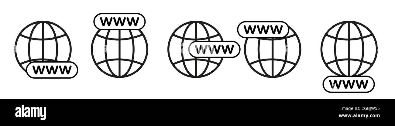 Vai al simbolo dell'icona Web. Icona Internet. Set di icone del sito Web. Icona globo. Vettore isolato. Vettore Illustrazione Vettoriale