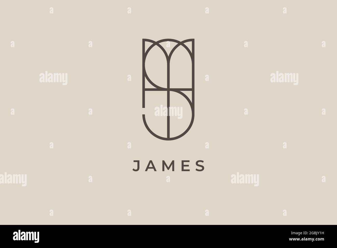 Nome del logo James, design del logo utilizzabile per il logo privato, icona web del biglietto da visita, icona dei social media Illustrazione Vettoriale