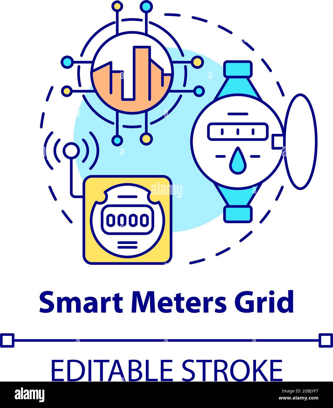 Icona del concetto di griglia Smart Meter Illustrazione Vettoriale