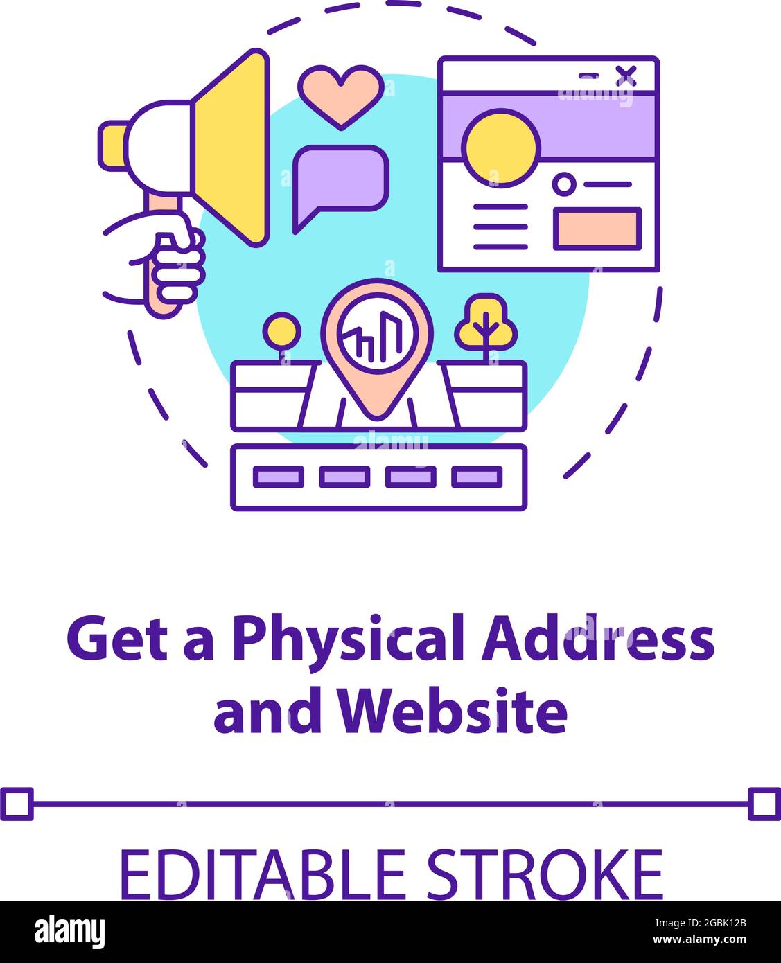 Icona dell'indirizzo fisico e del concetto di sito Web Illustrazione Vettoriale