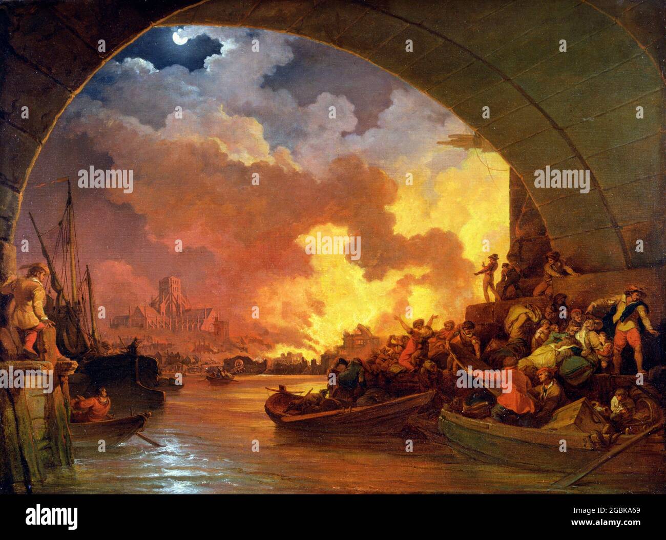 Il Grande fuoco di Londra di Philip James de Loutherbourg (1740-1812), olio su tela, c.. 1797 Foto Stock