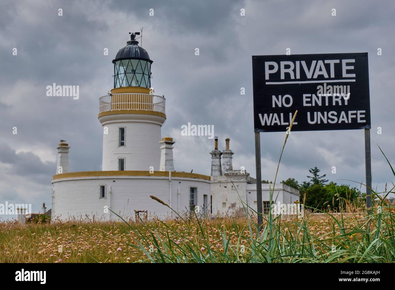 Faro a Chanonry Point, la Black Isle, Scozia Foto Stock