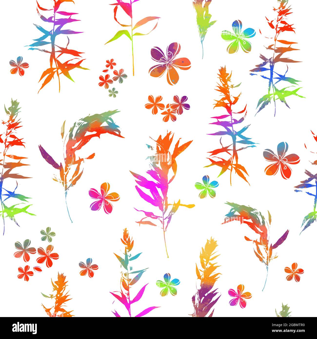 Rainbow lascia lo sfondo senza giunture. Stampa per tessuti multicolore. Supporti misti. Illustrazione vettoriale Illustrazione Vettoriale