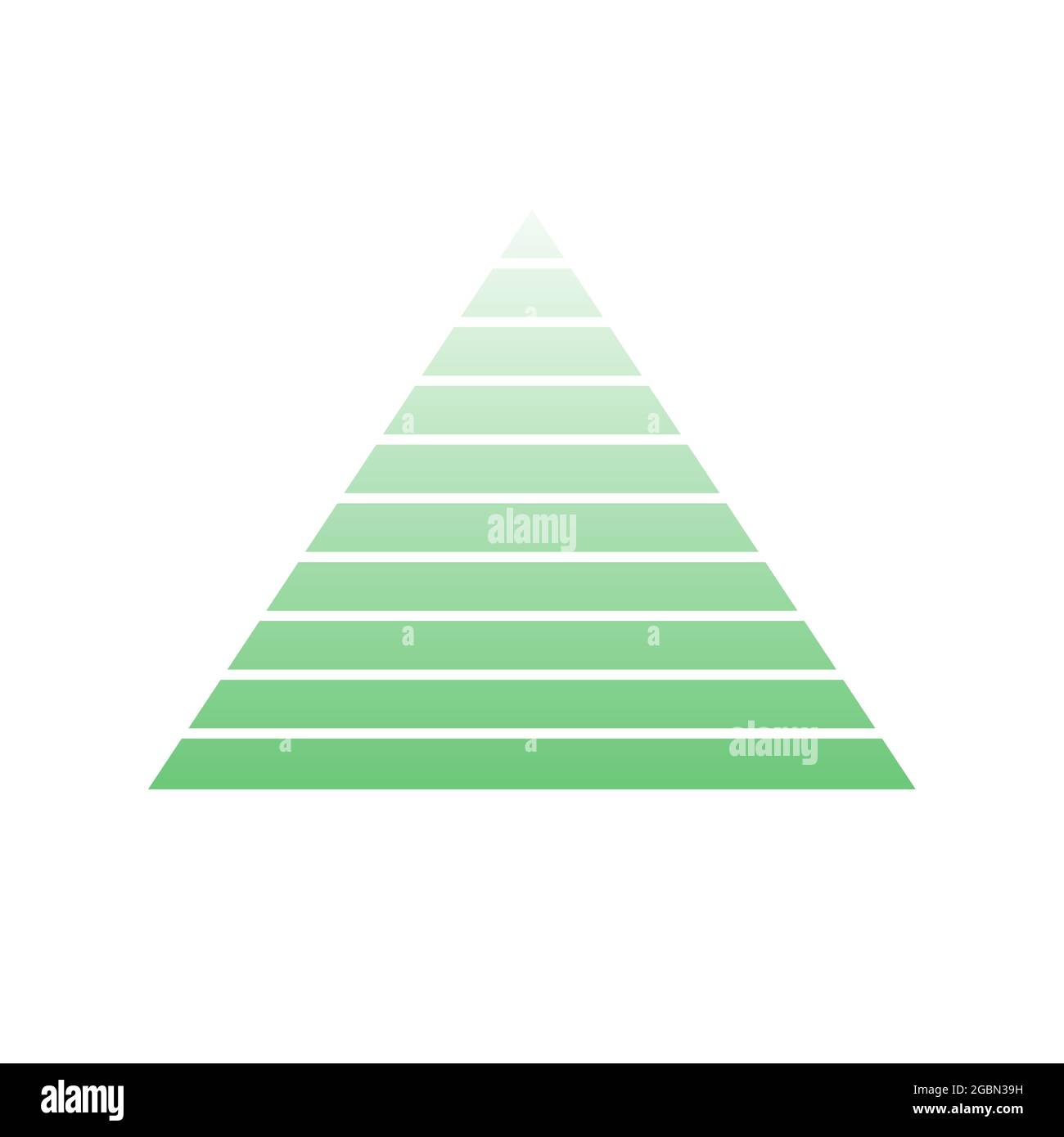 schema piramidale 10 dieci passi. grafico a livello di gerarchia vettoriale, struttura di diagramma verde. illustrazione infografica triangolare Illustrazione Vettoriale