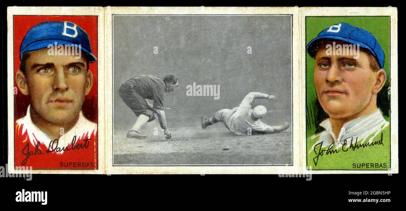 Carta da baseball d'epoca dei primi anni del 1900 con giochi del Brooklyn Superbas che in seguito divenne il Brooklyn Dodgers. Foto Stock