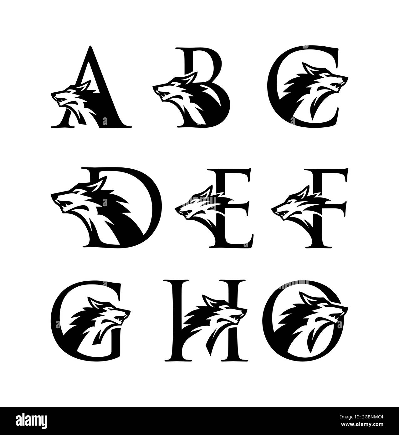 Un'illustrazione del logo della lettera iniziale di Wolf Illustrazione Vettoriale