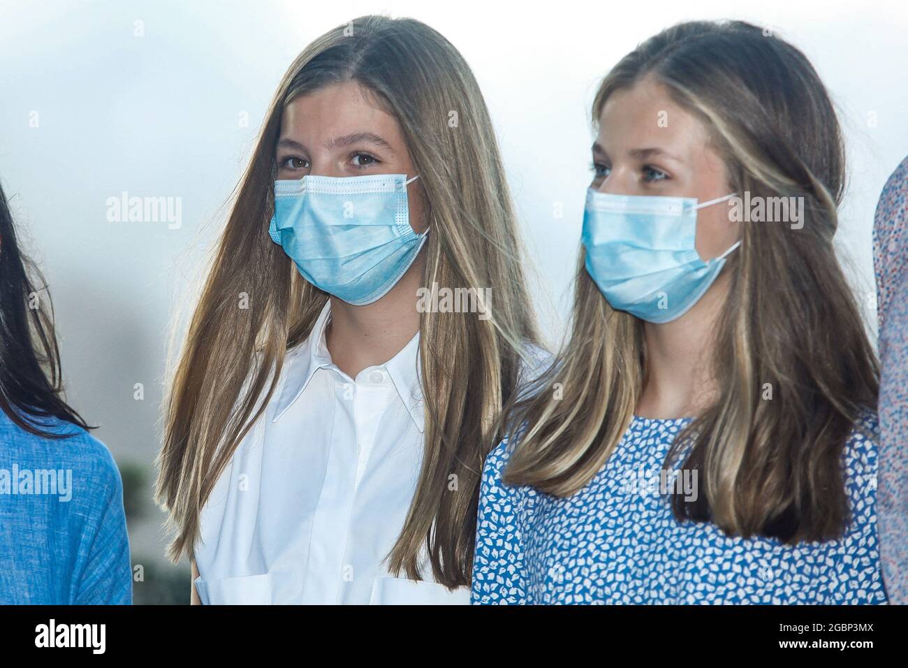 La principessa Leonor e l'Infanta Sofia di Spagna visitano il Centro di Interpretazione del paesaggio naturale della Sierra di Tramontana e il Santuario di Lluc durante le loro vacanze estive a Maiorca, isole Baleari, Spagna, 4 agosto 2021. Foto di Archie Andrews/ABACAPRESS.COM Foto Stock