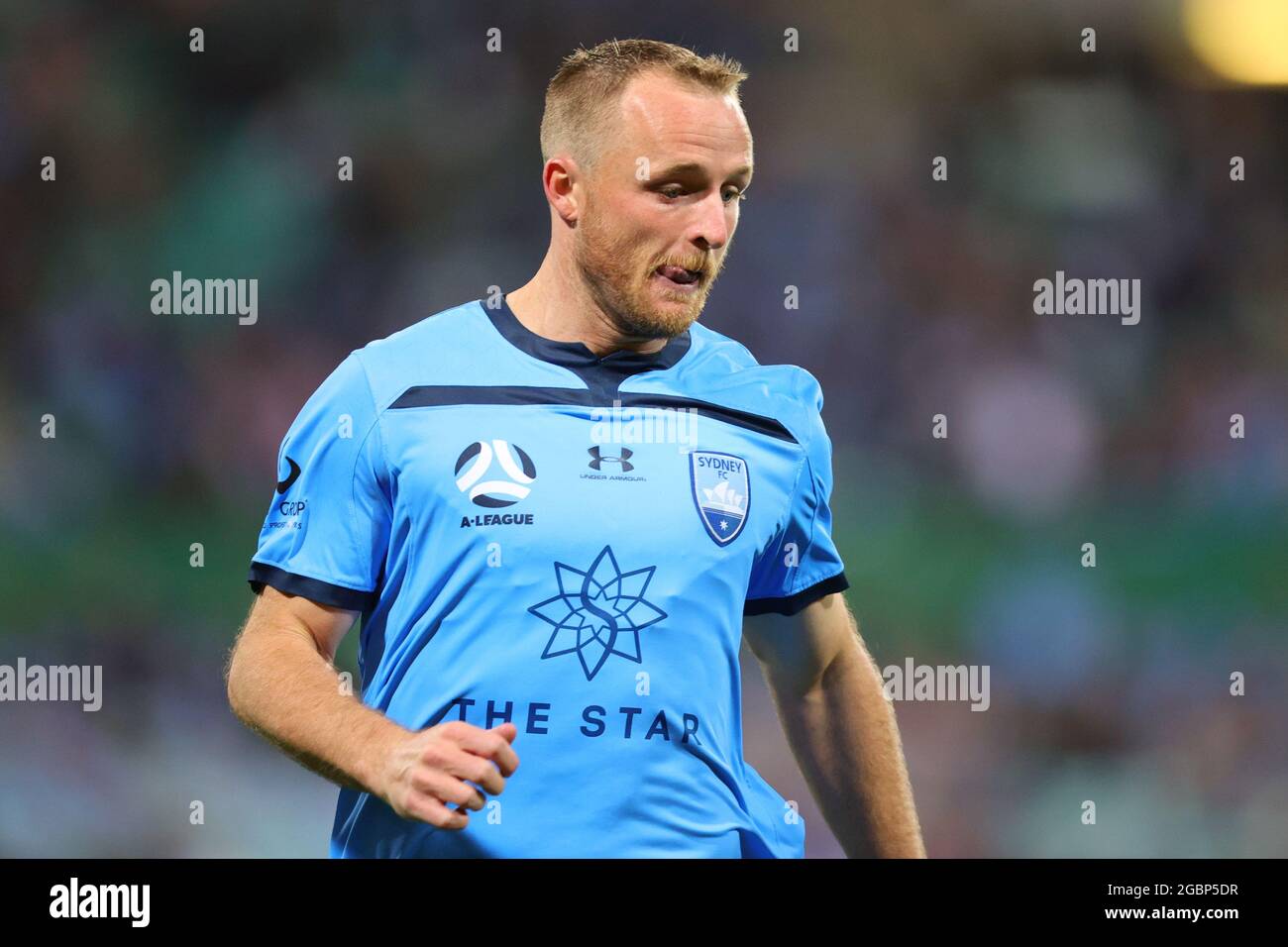 SYDNEY, AUSTRALIA - MAGGIO 23: Il Rhyan Grant del Sydney FC guarda durante  LA partita di calcio A-League tra il Sydney FC e il Western Sydney  Wanderers FC il 23 maggio 2021