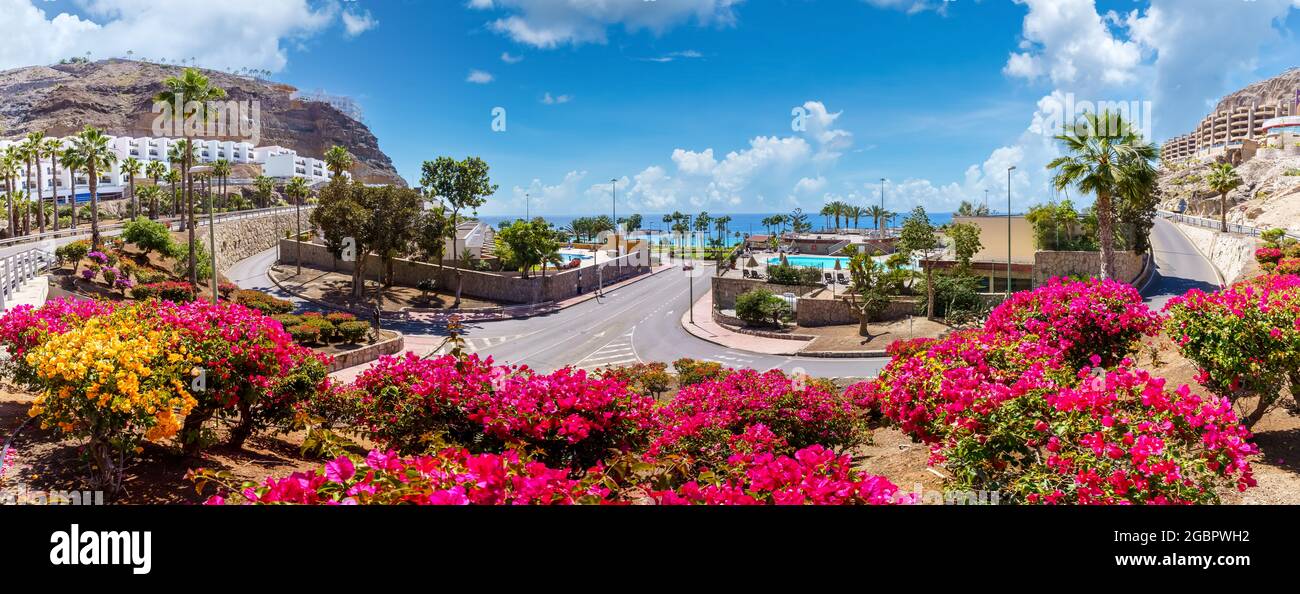 Paesaggio con spiaggia Amadores su Gran Canaria, Spagna Foto Stock