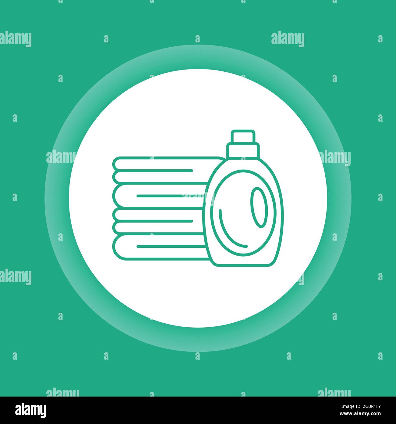 Icona a forma di glifo del pulsante di colore degli asciugamani e del detergente. Lavanderia. Servizio di pulizia. Pittogramma per pagina web, app mobile, promo. Illustrazione Vettoriale