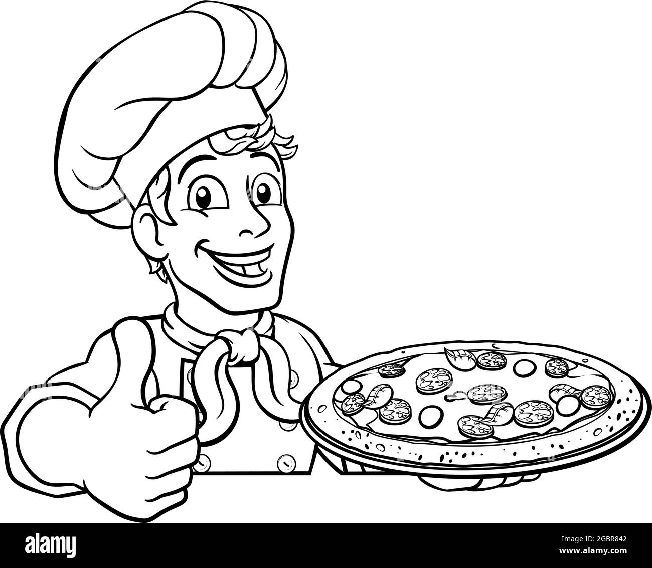 Pizza Chef Cartoon Illustrazione Vettoriale