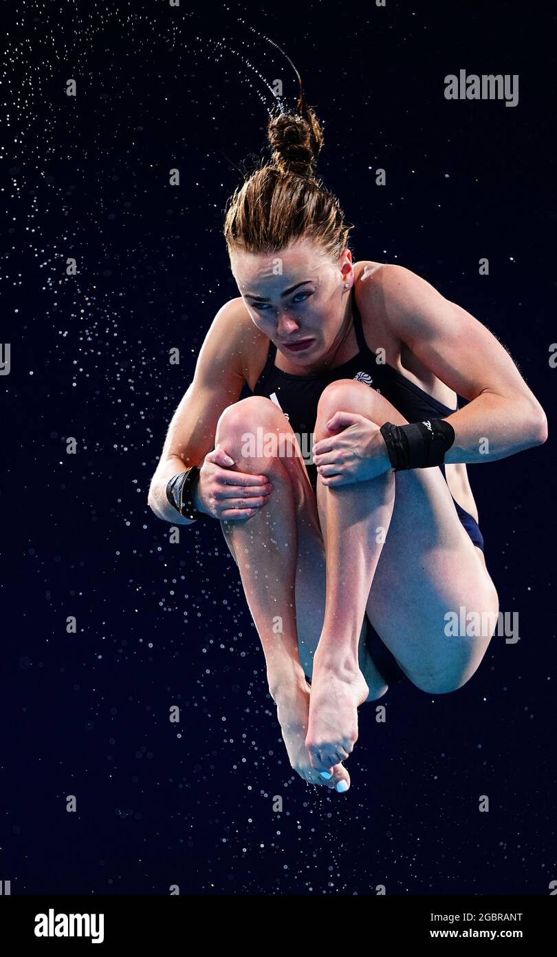 Tokyo, Giappone. 5 agosto 2021. Lois Toulson of Great Britain compete durante la finale femminile di 10 m di immersione ai Giochi Olimpici di Tokyo 2020, Giappone, 5 agosto 2021. Credit: Xu Chang/Xinhua/Alamy Live News Foto Stock