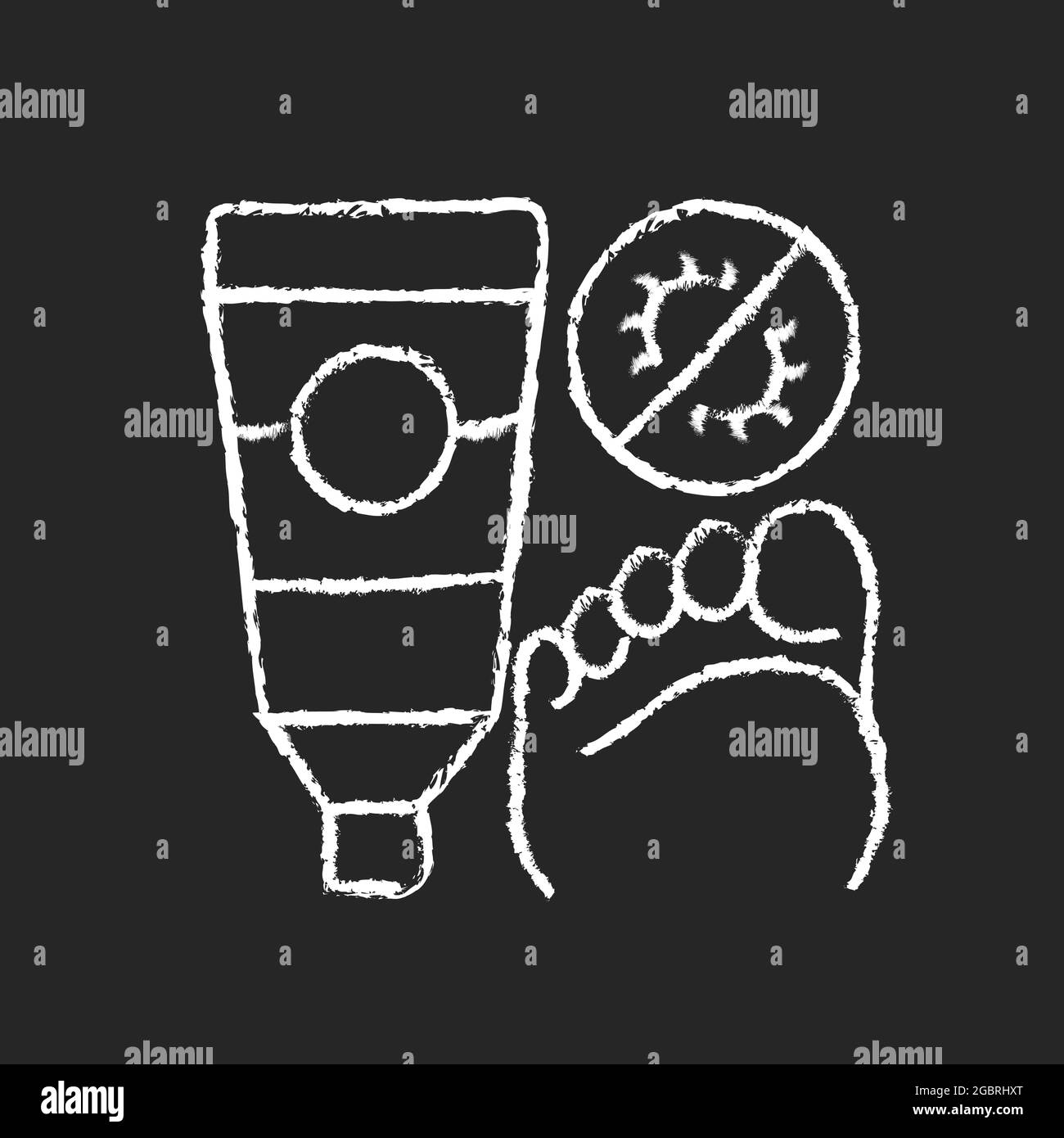 Crema antifungina gesso bianco icona su sfondo scuro Illustrazione Vettoriale