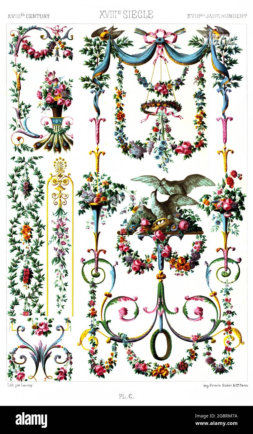 18. Century - dipinti decorativi - decorazioni affascinanti di Gerard Van Spaendonck. Celebre pittore olandese. - dall'Ornamento 1880. Foto Stock