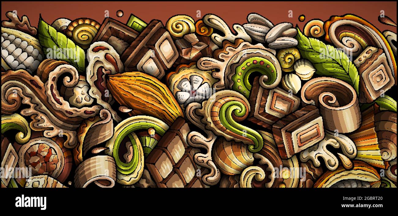 Stendardo di cioccolato disegnato a mano. Volantino dettagliato del vettore cartoon. Illustrazione Vettoriale