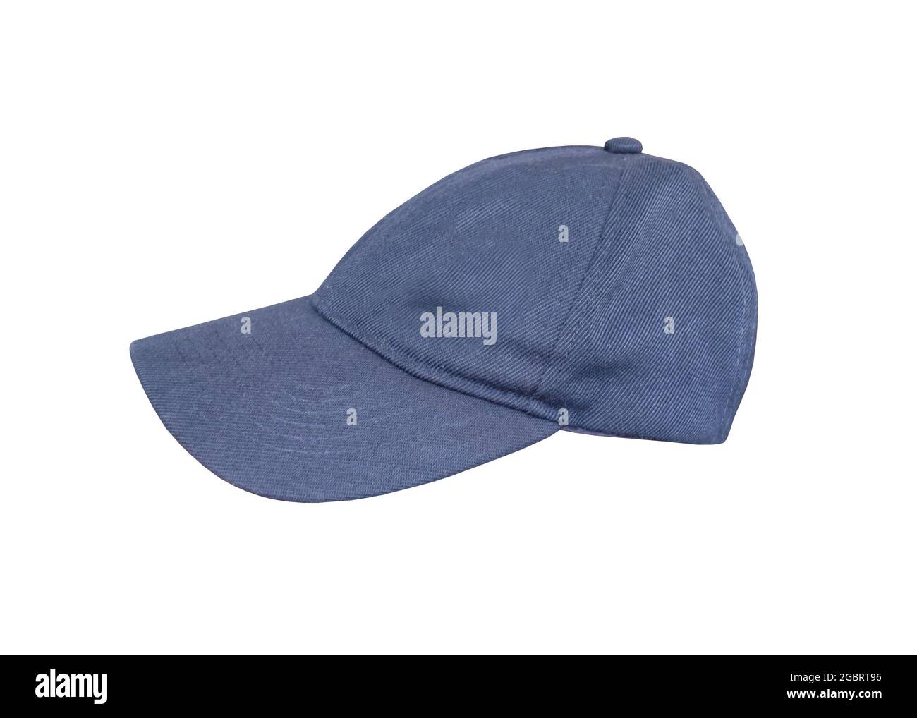 Cappello in tessuto blu isolato su sfondo bianco e con tracciati di ritaglio. Foto Stock