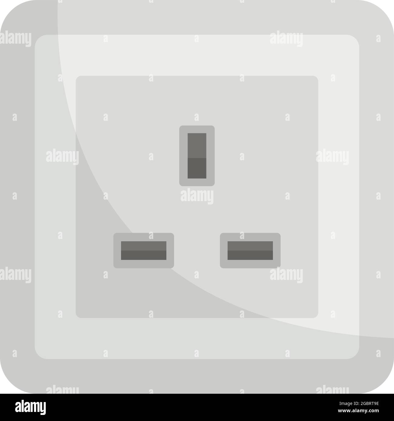 Icona della presa di corrente di tipo G. Immagine piatta dell'icona vettoriale della presa di alimentazione di tipo G isolata su sfondo bianco Illustrazione Vettoriale